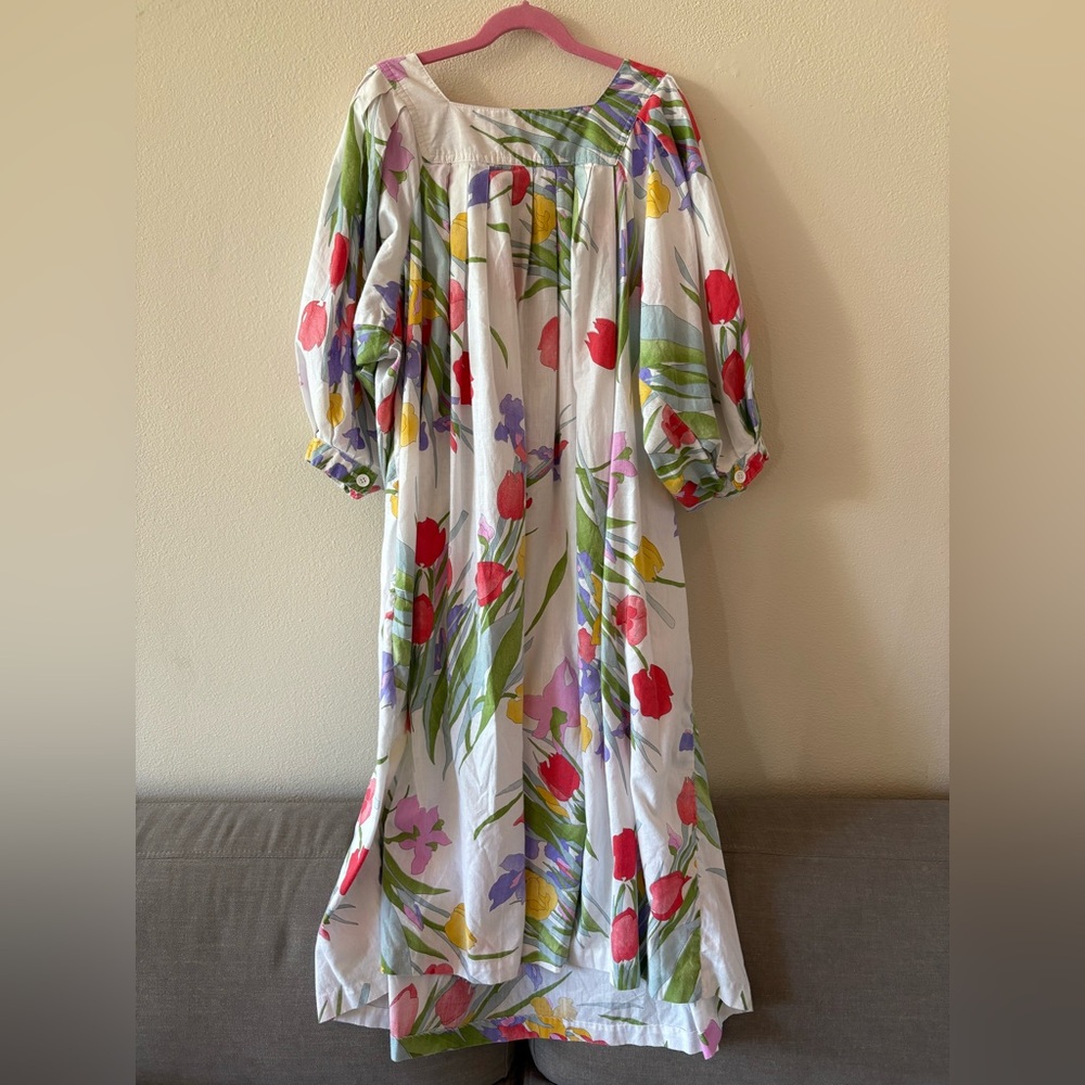 Vintage Ruth Norman Floral Dress with Puff Sleeves / S